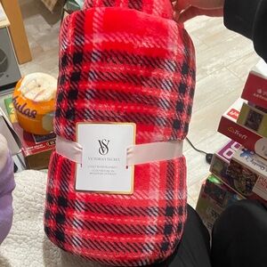 Victoria's Secret Festive Red and Black Plaid Blanket